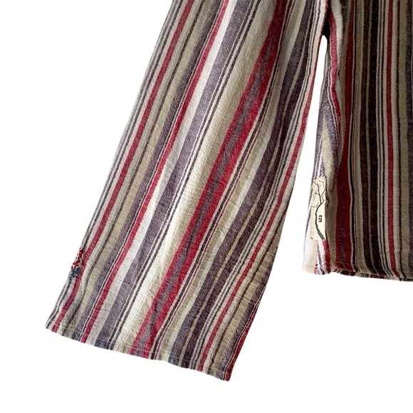 GRAMIGGI NWOT STRIPED EMBROIDERED BELL SHAPED LONG SLEEVE BOHO TOP | MEDIUM - Picture 6 of 9